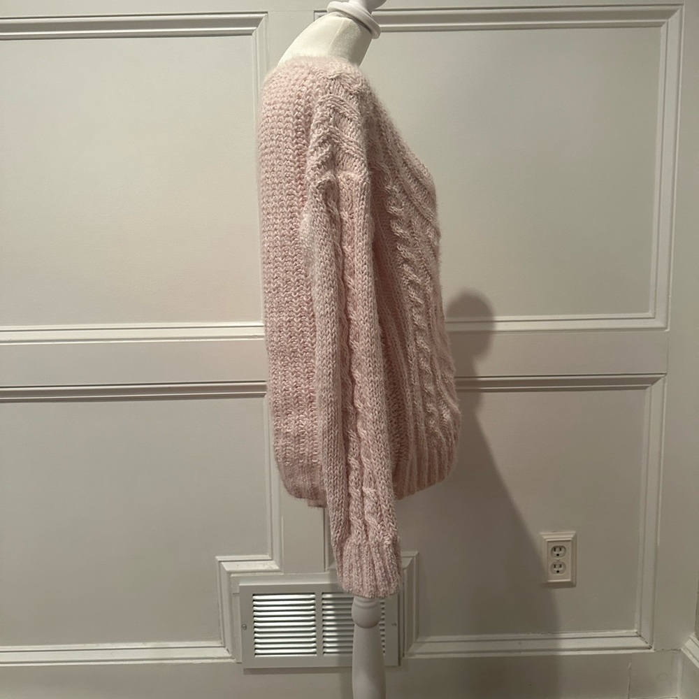 Cupcake Clothing Ltd Pink Chenille Cable Sweater | Size M - Picture 2 of 5